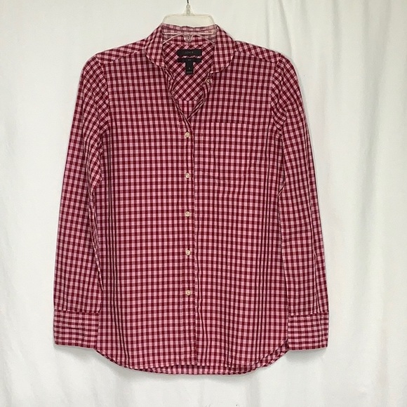 J. Crew Boy Fit Gingham Button Down Shirt Size 0 Peter Pan Collar - Picture 14 of 15